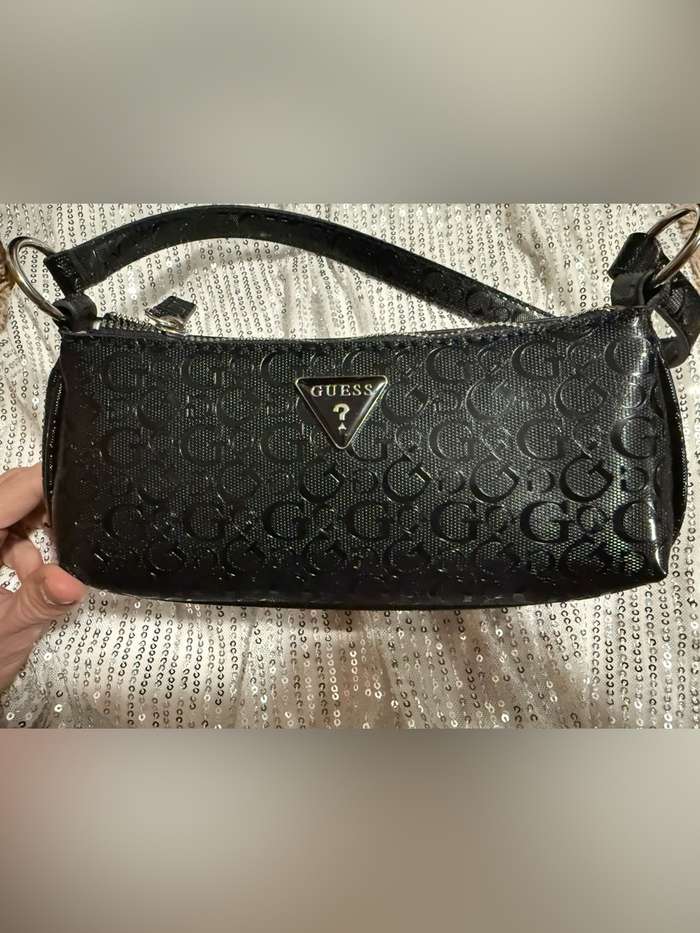Guess Black Patent Leather Logo Crossbody Topanga (NWT)